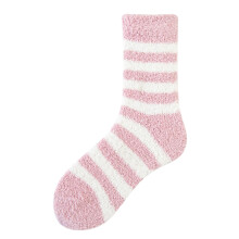 Women's Crew Socks Coral Stripe Lightweight Cotton Athletic