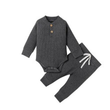 Baby Knit Top and Crawl Pant Suit Dark Gray 0-3 Months
