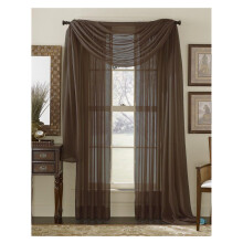 Coffee Brown Sheer Voile Curtain Set 3 pcs
