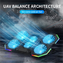 RGB Gaming Laptopstandaard Luchtkoeler Notebookstandhouder met 6 Ventilatoren Koeler Basis voor 12-17 Inch Laptop