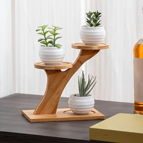 Bamboo 2-Tier Stand for Home Office Desktop Decor 1
