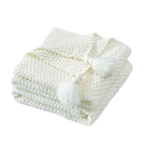 Knitted Sofa Blanket Acrylic 39.37 x 27.56 in White 1