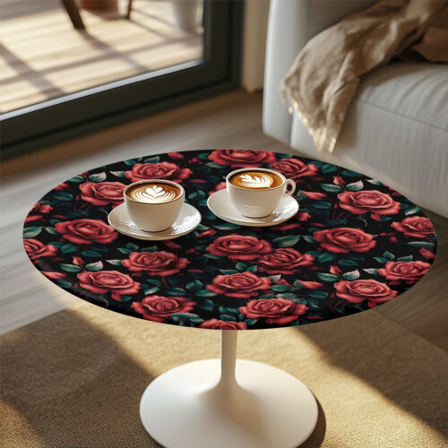Round Washable Cocktail Tablecloth with Elastic Edges 24" 1