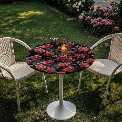 Round Washable Cocktail Tablecloth with Elastic Edges 24" 2