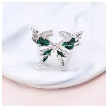 Red Crystal Glass Heart Ring Gothic Spider Design for Women