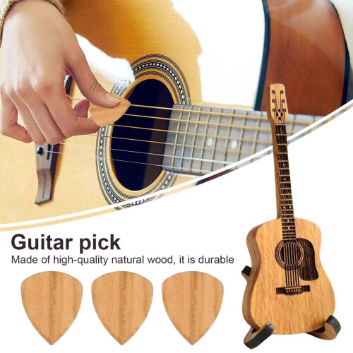 Wooden Guitar Pick Storage Box with Stand 3 Picks