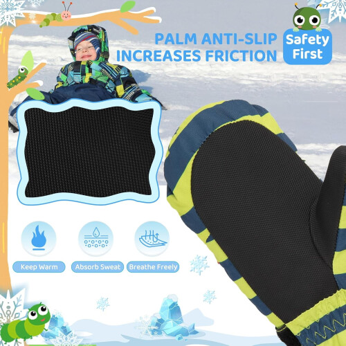 Kids Ski Mittens Waterproof Windproof Thinsulate Warm Gloves 2