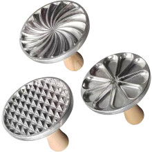Cookie Stamps Set of 3 Wooden Handle Zinc Alloy