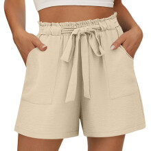 Women's Polyester Summer Shorts High Waist Elastic