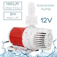Submersible Water Pump DC 12V 1000L/H 10W 16.4ft Lift