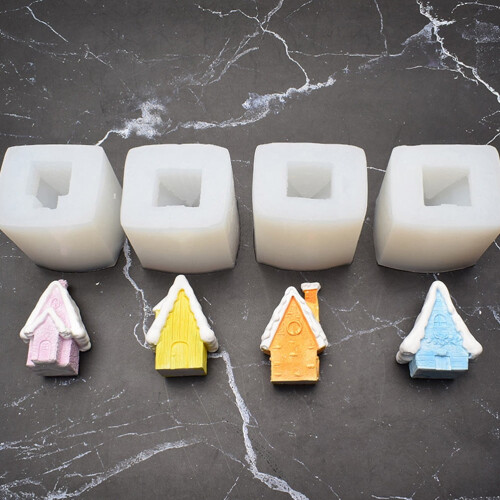 Snow House Candle Mold Set Silicone White 4 Pieces 2