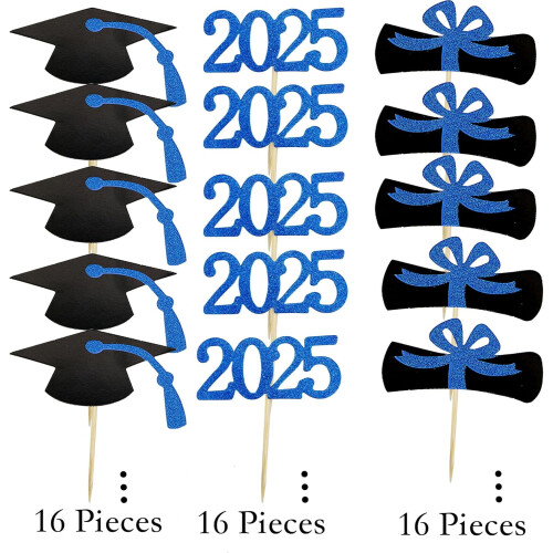 Graduation Cupcake Toppers Diploma Grad Cap 48 Pieces 1