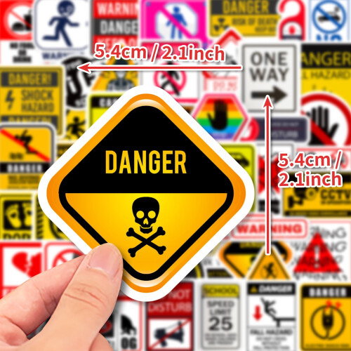 Realistic Warning Signs Stickers Educational Safety Symbols 2