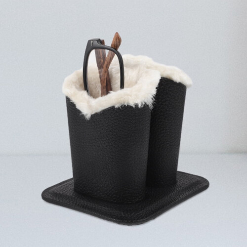 Eyeglass Holder Stand Black Plush Lined 2 Pack 2
