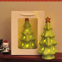 Ceramic Christmas Tree Ornament Green Mini House 7.01x3.03