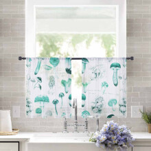 Sheer Curtains Vintage Turquoise Mushroom Light Filtering