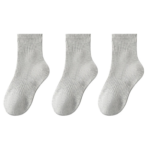 Children's Cotton Sports Socks Solid Color 3-Pack 1