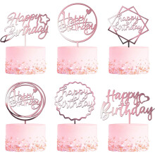 Rose Gold Acrylic Cake Toppers 6-Pack