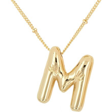 Bubble Letter Necklace 18K Gold Plated Initial Pendant