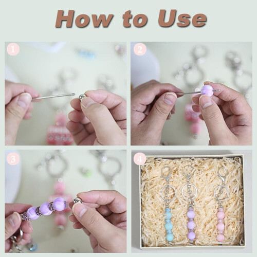 Beadable Keychain Set Silicone Spacer Beads 84 pcs 1