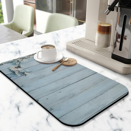 Rustic Daisy Coffee Drying Mat Wooden Plank 19.5x12in 1