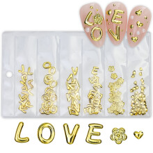 Metal Studs Art Jewels Butterfly Heart Shell Design 6 Pieces