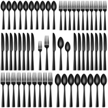 Black Stainless Steel Flatware Set 60-Pc for 12