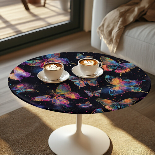 Stretchable Round Table Cover Butterfly Design 24 Inch 1