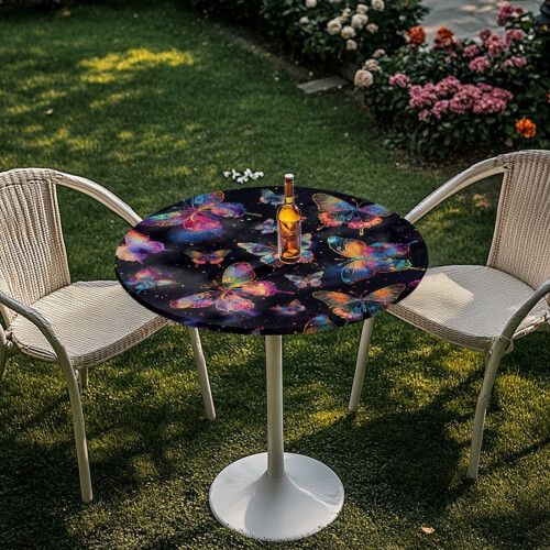 Stretchable Round Table Cover Butterfly Design 24 Inch 2