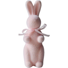 Easter bunny plush figurine with bowtie flocked desktop