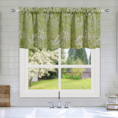 Linen Button Farmhouse Valance Rustic Design 2 Pcs 140x46cm