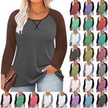 Women's Plus Size Casual Raglan Top Round Neck Long Sleeve