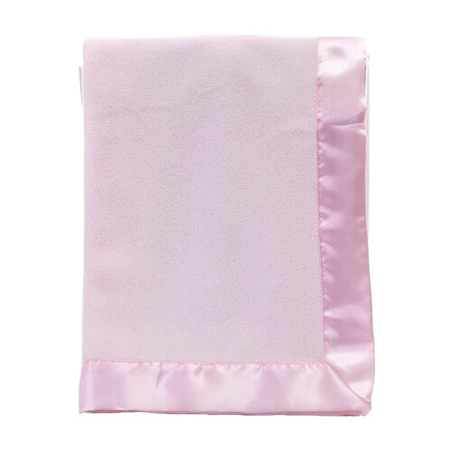 Soft Satin-Edge Fleece Blanket Pink Lightweight