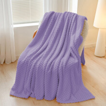 Double-Sided Fleece Plaid Throw Blanket Purple 100x150cm