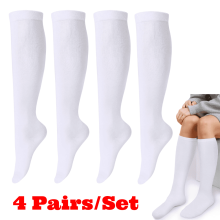 Women's Knee-High Athletic Socks Cotton 4 Pairs