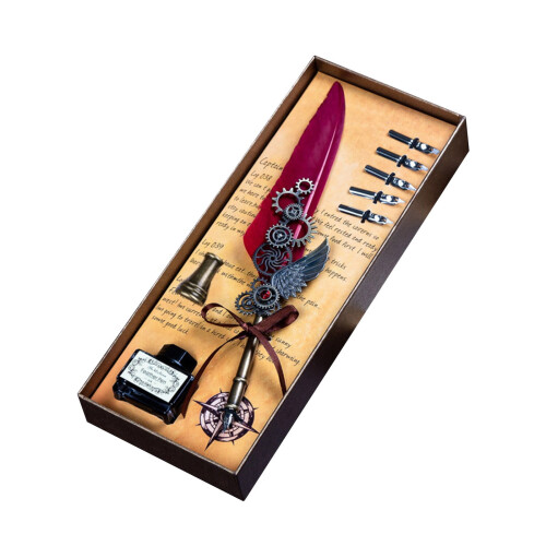 Mechanical Wing Quill Pen Set with Base and 15mL Ink
