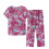 Women's Summer Printed 2-Piece Pajama Set Round Neck Short 1