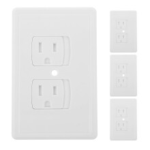 White Wall Socket Cover Plates with Self-Closing Safety