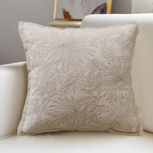 Chenille Sofa Cushion Pillow Beige 17.71x17.71 Inches