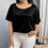 Women's Blouse Round Neck Short Sleeve Solid Color 4