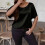 Women's Blouse Round Neck Short Sleeve Solid Color 5