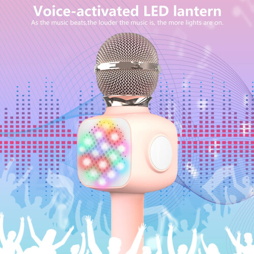 Wireless Karaoke Microphone with LED Lights Gold 1