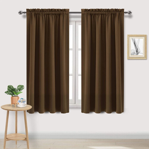 Blackout Curtain Panel Brown Thermal Insulated 37.8"x44.9"