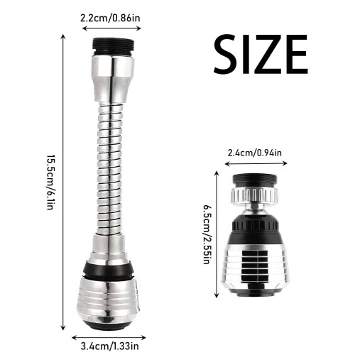 360 Rotating Faucet Extender Stainless Steel Hose Kitchen 1