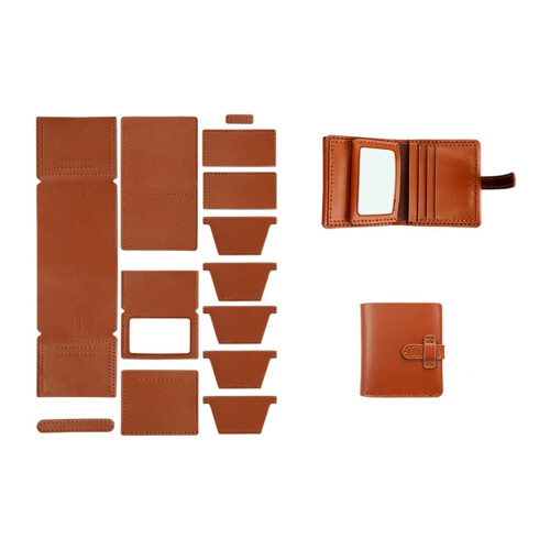 Leather Wallet Set Brown Pre-Punched Card Organizer for Men 2