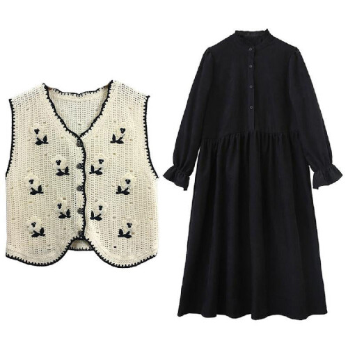 Boho Crochet Vest for Women Vintage Floral Pattern 1