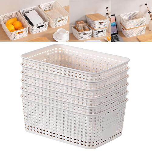 Plastic Weave Storage Baskets 6 Pcs 2