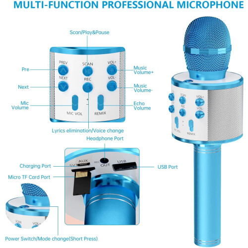 Wireless Bluetooth Karaoke Microphone with 3-Layer Noise 2