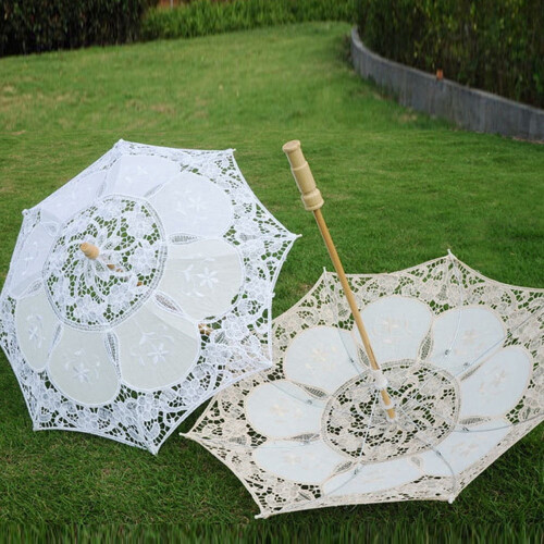Lace Embroidered Sun Parasol for Bridal Wedding 2