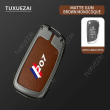 Peugeot 207 Key Case Cover Zinc Alloy Leather 3 Buttons